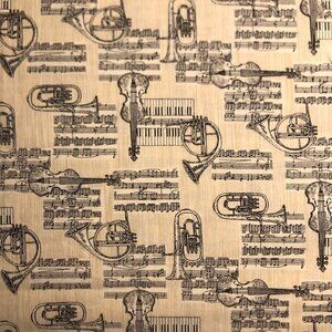 🛒 $9 Quilt Cotton Fabric Material - 33"x44" Music Band Instruments black #26